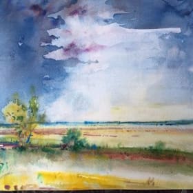 Approaching Storm- 11 x 14 Framed Watercolor item