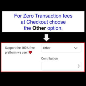 For Zero fees at Checkout  choose the OTHER option item