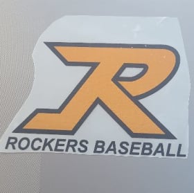 Large Gold/Black outline R with Rockers Baseball logo item