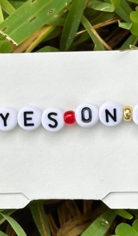 Garnet and Gold Yes on 4 Bracelet item