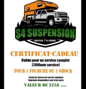 Certificat cadeau de S4-Suspension - valeur $225 item