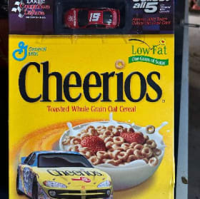 Set of 5 collectible boxes of Cheerios & Nascar Die Cast Car item