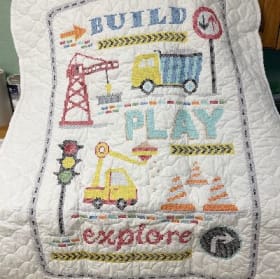 Cross Stitched Baby Boy Blanket item