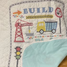 Cross Stitched Baby Boy Blanket item