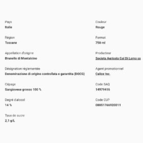 Bouteille de Col Di Lamo Brunello Di Montalcino 2018 item