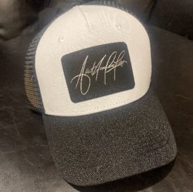 Black & White Leather Patch Trucker (ALBERT) item