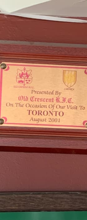 Old Crescent RFC Tour Plaque 2001 item