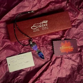 Charlotte Blue Topaz, Sterling Silver Pendant with 2mm Black item