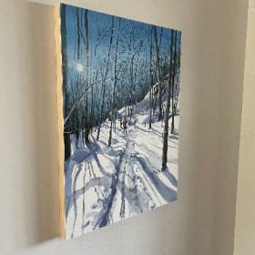 Aquarelle de Anne Berberi. Ski nordique 22"x30"- valeur $500 item