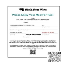 #4 Dinner for Two//Black Bear Diner Certificates item
