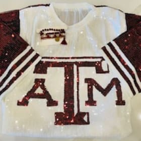 Aggie Sequin top and maroon and white bracelet item