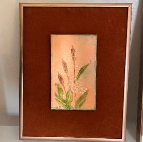 Vintage Botanical Ceramic Art on Copper – Set of 2 item