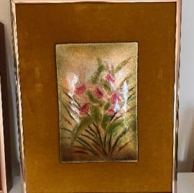 Vintage Botanical Ceramic Art on Copper – Set of 2 item