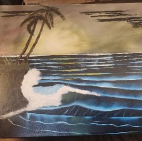 Painting of Waves by Seashore item