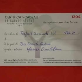 Le Sainte-Hélène auberge et spa nordique  Valeur  $496.71 item