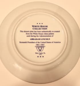 Abraham Lincoln White House Decorative Dessert Plate item