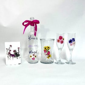 Hand Decoupaged and Painted Glassware item