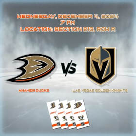 4 Anaheim Ducks Tickets vs. Vegas Golden Knights item