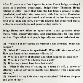 Estate Planning 1 hour Zoom Consultation with retired Judge item