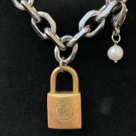 Pearl + LV lock charm necklace item