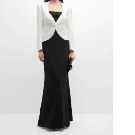 Tadashi Shoji Twist-Front Two Tone Crepe Jacket Gown item
