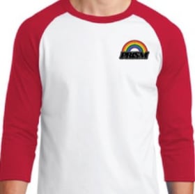 Retro Rainbow Baseball T-shirt (White/Red) item