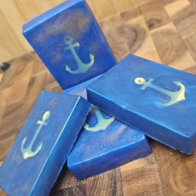 Pack of 5 "Anchors Away Boys" Navy Inspired Soap item