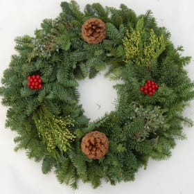 Wreath w/Cones & Berries 12" Ring Size item