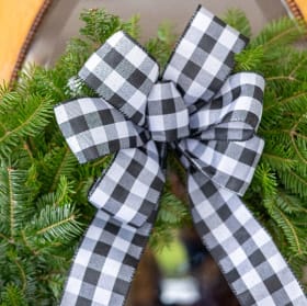 Wreath with Black and White Buffalo Plaid Bow item