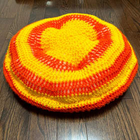 Round Knitted Small Dog Bed (Yellow & Orange) item