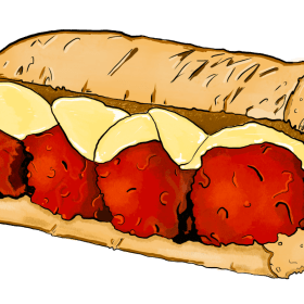 Meatball grinder with cheese item