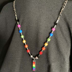 Stacked Rainbow Rectangle Focal Necklace item
