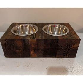 Hilltop Wood Works Reclaimed Barn Beam Dog Feeder item