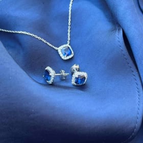 Modern Sapphire Necklace & Earrings Set item