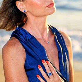 Modern Sapphire Necklace & Earrings Set item