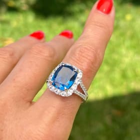 Striking Blue Sapphire Cocktail Ring Size 7 item