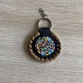 Beaded Leather keychain item