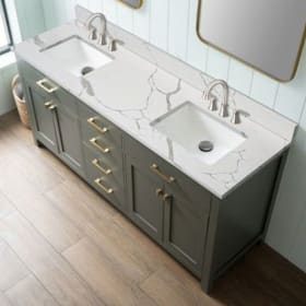 Vanity top with two cutouts and a 4-inch backsplash item