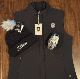 Women's- Vest, Hat, Wine Glass item