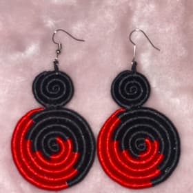 Red and black twist earring item