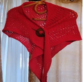 Hand knitted shawl (Red) item