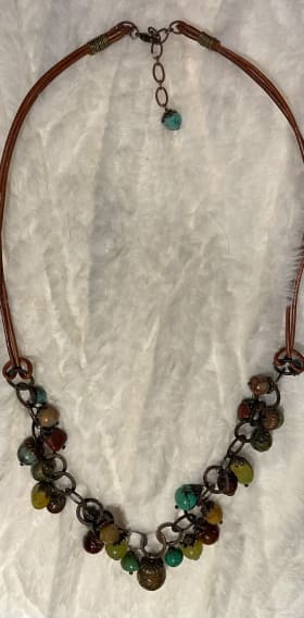 Anne Vaughan handcrafted necklace - multi color large beads item