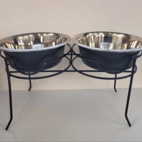 Double bowl metal raised diner item