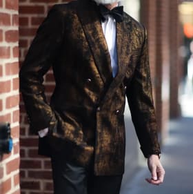 Men's Tux: Black & Gold Dust Jacket +  Black Trousers item
