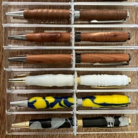 Hand-cut vintage wood, hand finished & turned ballpoint pens item