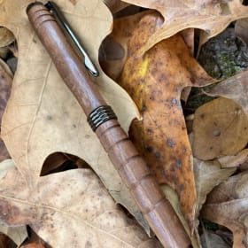 Hand-cut vintage wood, hand finished & turned ballpoint pens item