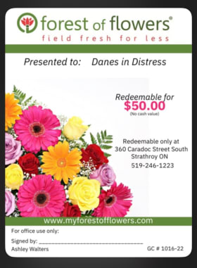 Flower shop gift certificate item