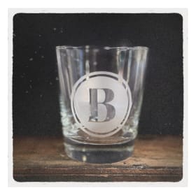 Single letter etched on glass - set of 2 item