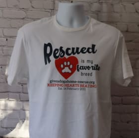 SMALL - White T-shirt - Rescue'd - Navy Font item