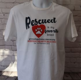 MEDIUM - White T-shirt - Rescue'd - Navy Font item